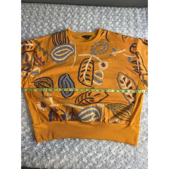 J. NNA Sweatshirt Womens Size M Orange Vibrant Florals - Picture 6 of 12